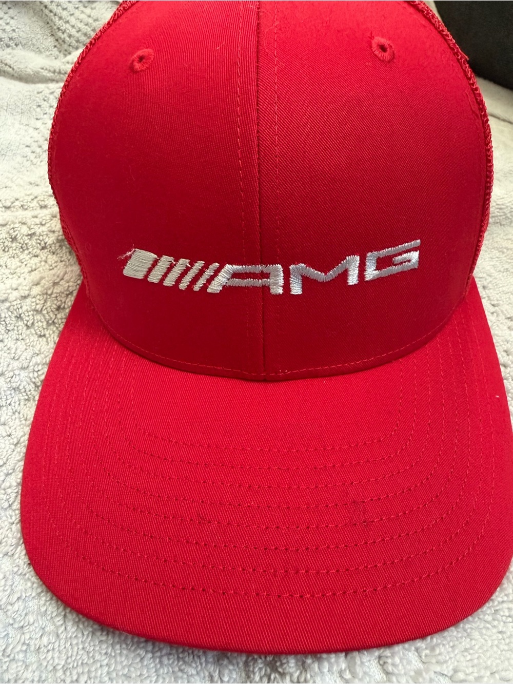 Mercedes-Benz AMG Trucker Hat Red Snapback Mesh Cap - Custom Embroidered